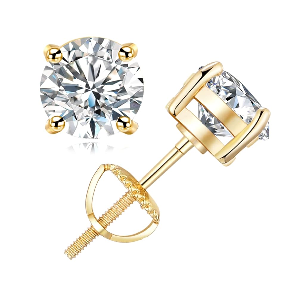 Zarcillos Studs Moissanite (Dorados)