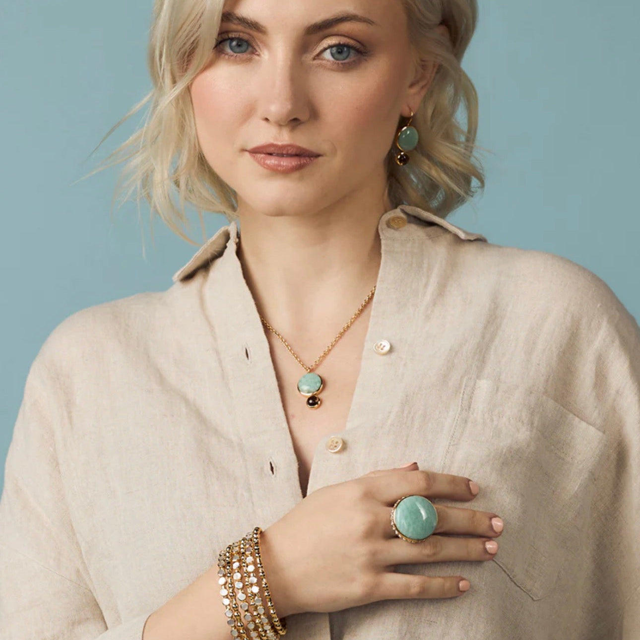 Anillo Statement Amazonite